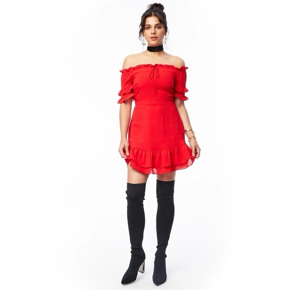 Lost + Wander Scorpion Red Off The Shoulder Mini Dress - Picture 4 of 11